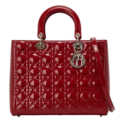 Large Lady Dior, &pound;1,400, Handbags, Red, Patent Leather, Front view